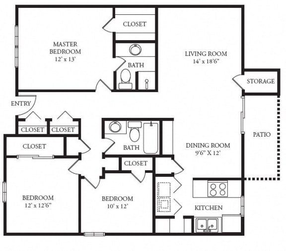 a blueprint of a floor plan of a house with bedrooms and baths