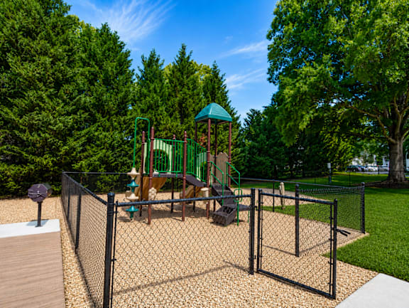 A playground with a swing set and a green dome-shaped structure.