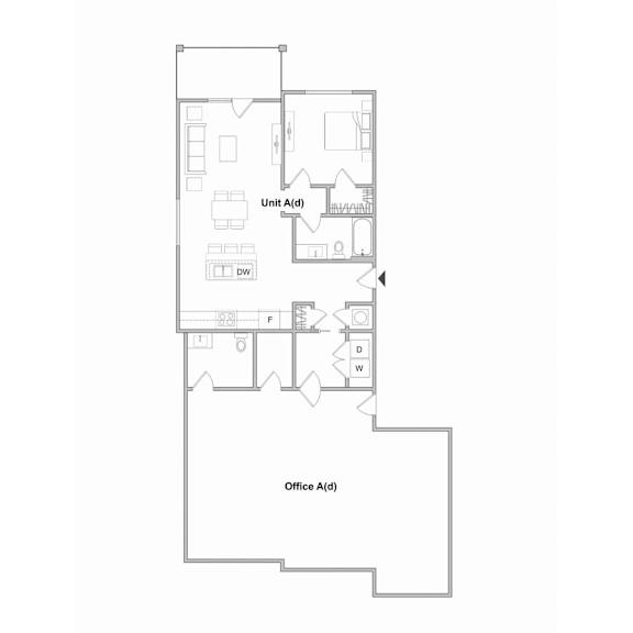 Maple Live Work Space 1 bed 1 bath Floor Plan at Waterleaf at Neely Ferry Apartments, Simpsonville, South Carolina