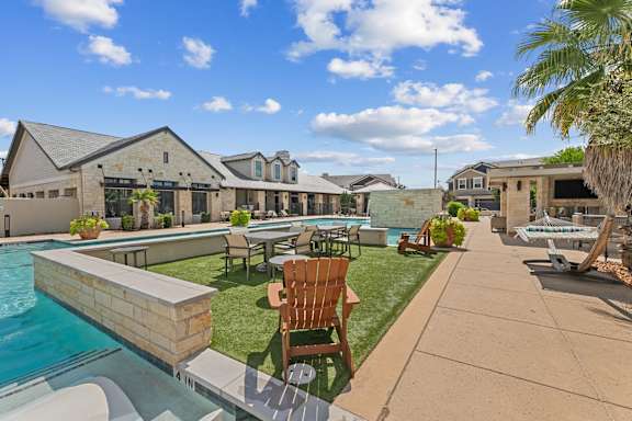 Entertainment Lounge By Pool at Citadel at Westpointe Apartments, San Antonio, Texas