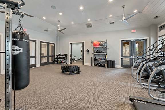 A Gym with a Equipment at Citadel at Westpointe Apartments, San Antonio, TX, 78245