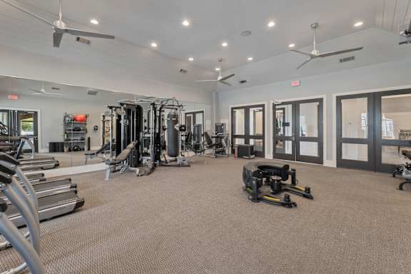 A Gym with Windows at Citadel at Westpointe Apartments, San Antonio, Texas