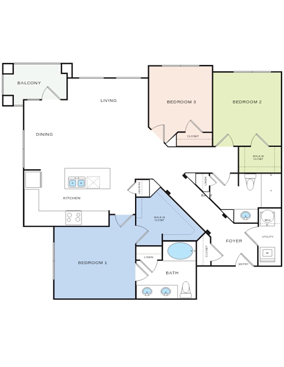 C1 1 Floorplan at Citadel at Westpointe, San Antonio, TX, 78245