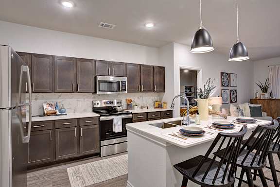 Modern Kitchen with Island at Edge and Stone, San Antonio, 78260