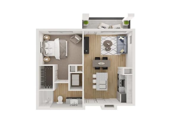 1 bed 1 bath floor plan B at Legacy at Cibolo, Boerne