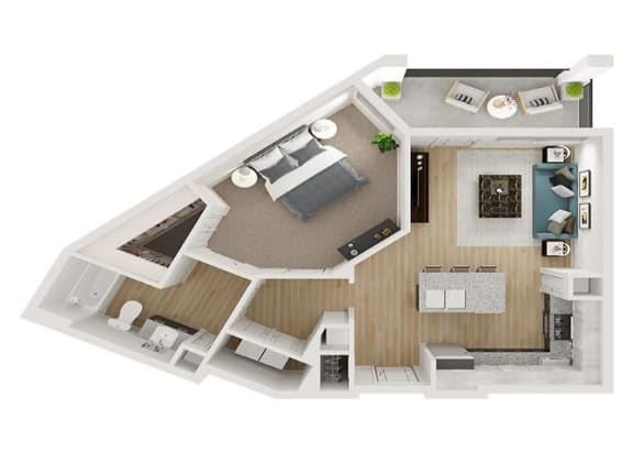 1 bed 1 bath floor plan D at Legacy at Cibolo, Boerne, 78006