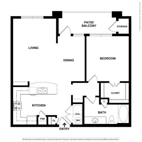 1 bed 1 bath B at Platinum Castle Hills, Lewisville, 75056