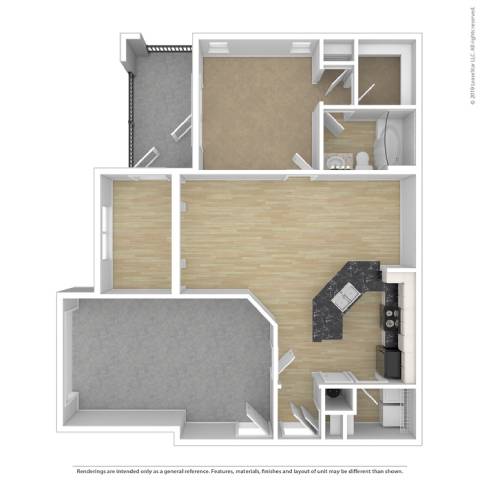 1 bed 1 bath A Live Oak Garage Floor Plan at Sterling Creek, Richmond Hill, 31324