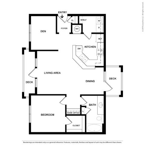 1 bed 1 bath B Magnolia Floor Plan at Sterling Creek, Richmond Hill