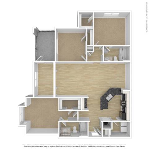 3 bed 2 bath D Sycamore Floor Plan at Sterling Creek, Richmond Hill Georgia