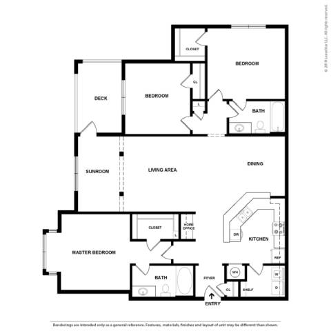 3 bed 2 bath E Sycamore Floor Plan at Sterling Creek, Richmond Hill