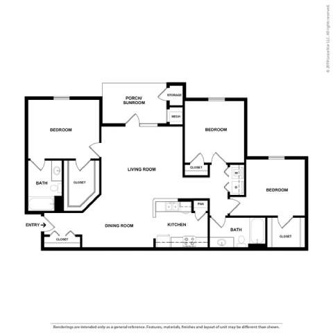 The Maplewood Floor Plan at Mill Creek Run, Macon