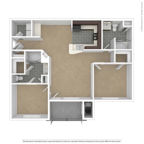 B1.2 Floor Plan at Spring Creek Apartments, Crestview, 32536