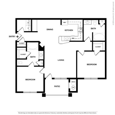 B1.3 Floor Plan at Spring Creek Apartments, Crestview Florida