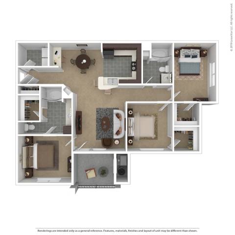 C1 Floor Plan C1 Floor Plan at Spring Creek Apartments, Crestview, FL 32536