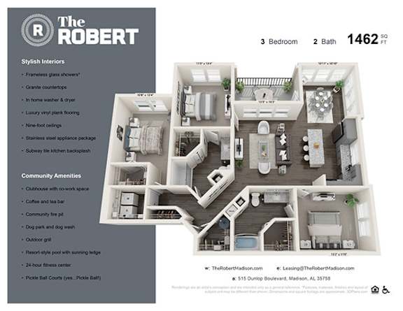 3C Floor Plan at The Robert Apartments, Madison, AL