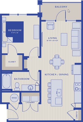 1 bed 1 bath the ram floor plan 1 bed 1 bath the ram floor plan at Bellary Flats Apartments, Summerville , 29486