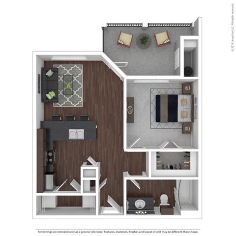 A1 Floor Plan at Legacy Flats, San Antonio, 78254