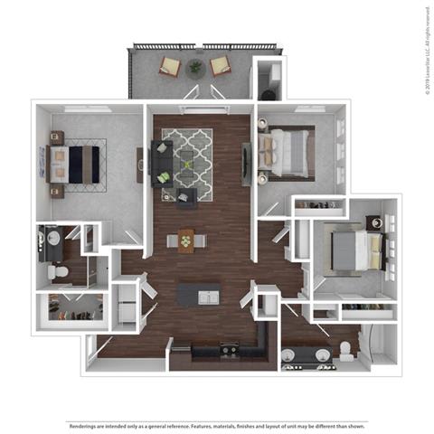 C1 Floor Plan at Legacy Flats, San Antonio