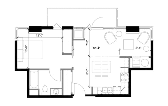 A black and white image of a floor plan for a house.