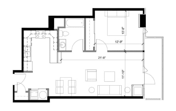A black and white floor plan of a house with rooms labeled.