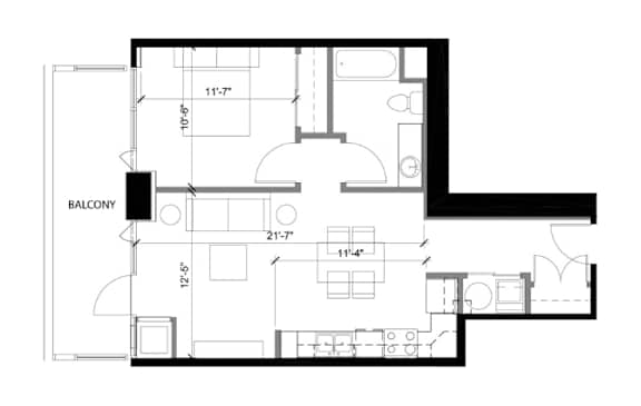 A black and white image of a floor plan for a home.