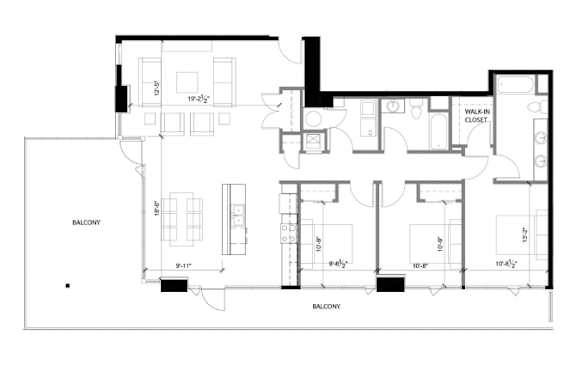 A black and white image of a floor plan for a house.