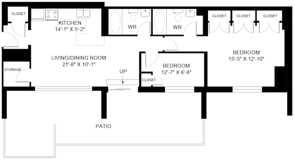 A black and white image of a floor plan for a house.