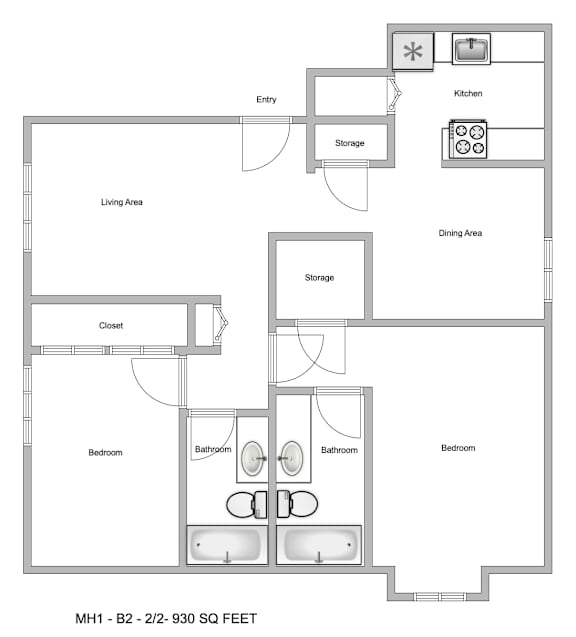 a floor plan of a modern apartment with a bedroom and a living room