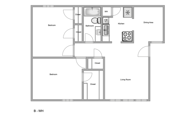 a floor plan of a house with a bedroom and a living room
