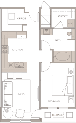 a floor plan of a house with bedrooms and a living room