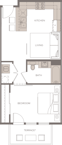 a floor plan of a house with a bedroom and a living room
