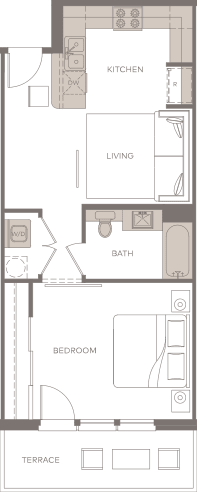 a floor plan of a small house with a bedroom and a living room