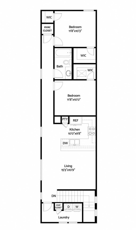 a floor plan of a small house with a bedroom and a living room