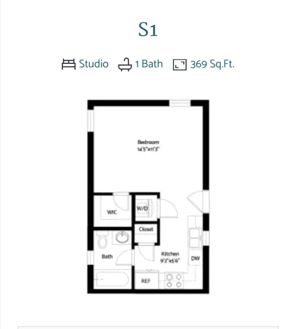 potential floor plan of a 1 bedroom floor plan  apartments in downtown saint louis