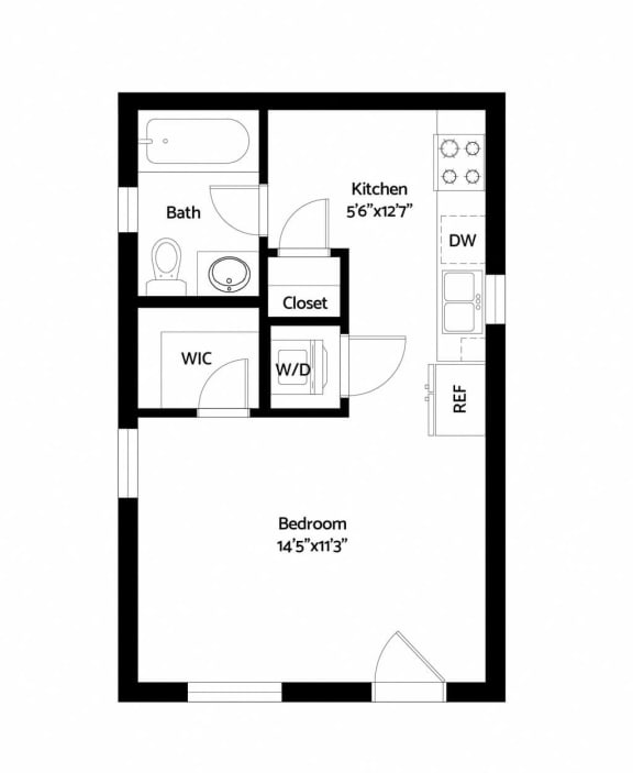 a floor plan of a small house with a kitchen and a living room