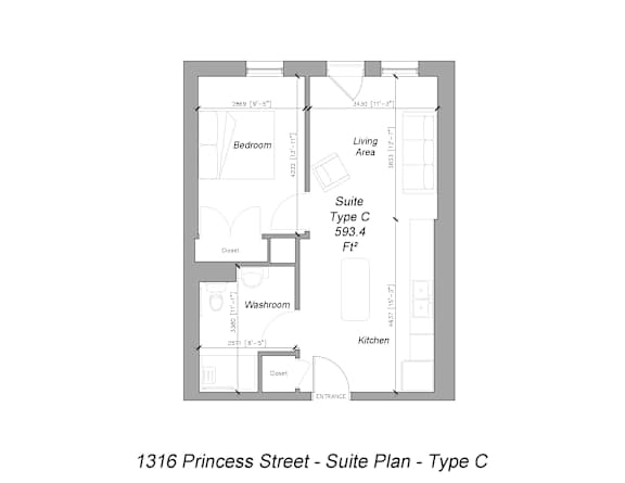 the floor plan of suite plan c at 1316 princess street