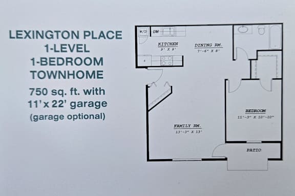 a floor plan of a 1 bedroom floor plan for a home