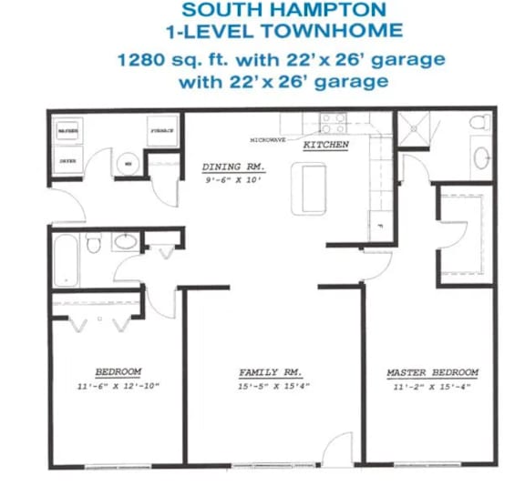 the floor plan of a bedroom apartment