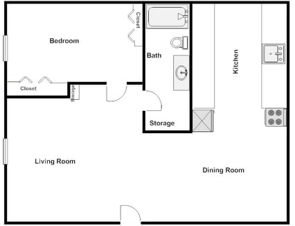 a floor plan of a living room and a dining room