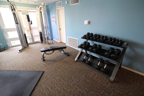 This is a picture of the fitness center at Cambridge Court Apartments in Dallas, TX