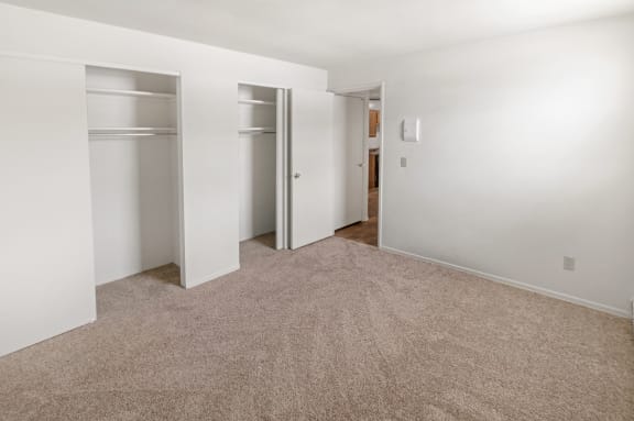 bedroom in the 560 square foot 1 bedroom apartment at Aspen Village, Cincinnati, OH