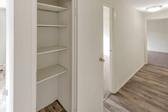 This is photo of the hall linen closet in the 724 square foot 2 bedroom apartment  at Aspen Village, Ohio