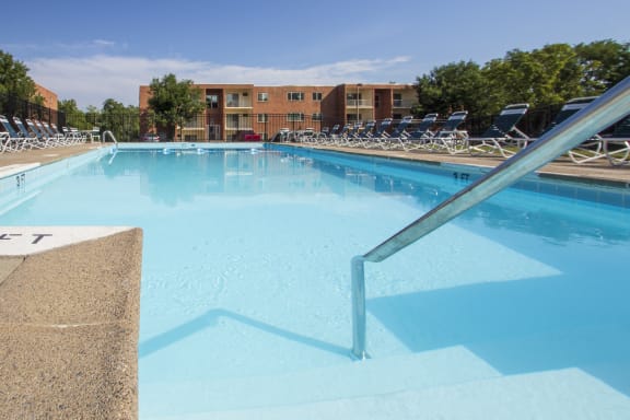 This is a photo of the pool area at Aspen Village Apartments in Cincinnati, OH.