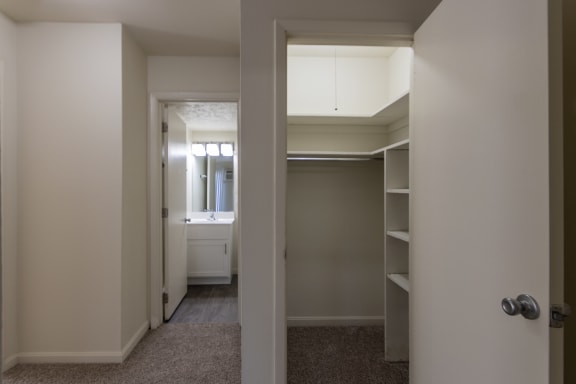This is a photo of the hall closet in the 543 square foot B-style, 1 bedroom, 1 bath apartment at Blue Grass Manor Apartments in Erlanger, KY.