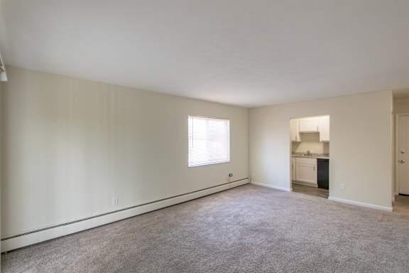 This is a photo of the living room in the 543 square foot B-style, 1 bedroom, 1 bath apartment at Blue Grass Manor Apartments in Erlanger, KY.