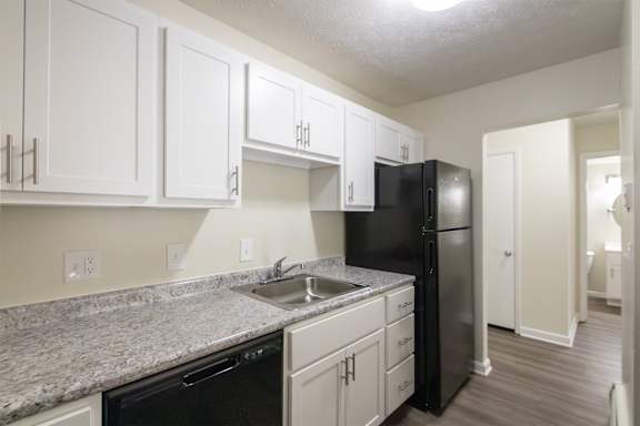 This is a photo of the kitchen in the 543 square foot A-style, 1 bedroom, 1 bath apartment at Blue Grass Manor Apartments in Erlanger, KY.