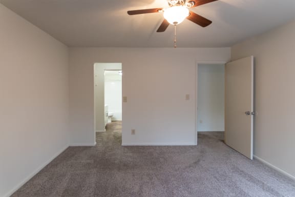 This is a photo of the bedroom in the 705 square foot, 1 bedroom, 1 bath apartment at Blue Grass Manor Apartments in Erlanger, KY.