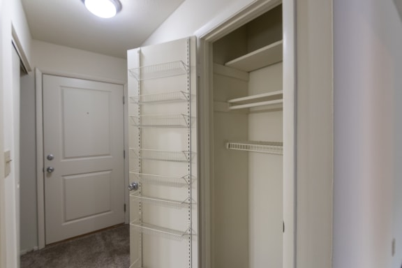 This is a photo of the hall coat closet in the 705 square foot, 1 bedroom, 1 bath apartment at Blue Grass Manor Apartments in Erlanger, KY.