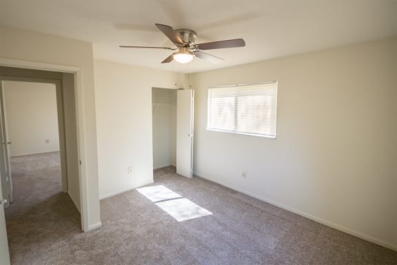This is a photo of the second bedroom in the 899 square foot, 2 bedroom, 1 and a half bath apartment at Blue Grass Manor Apartments in Erlanger, KY.